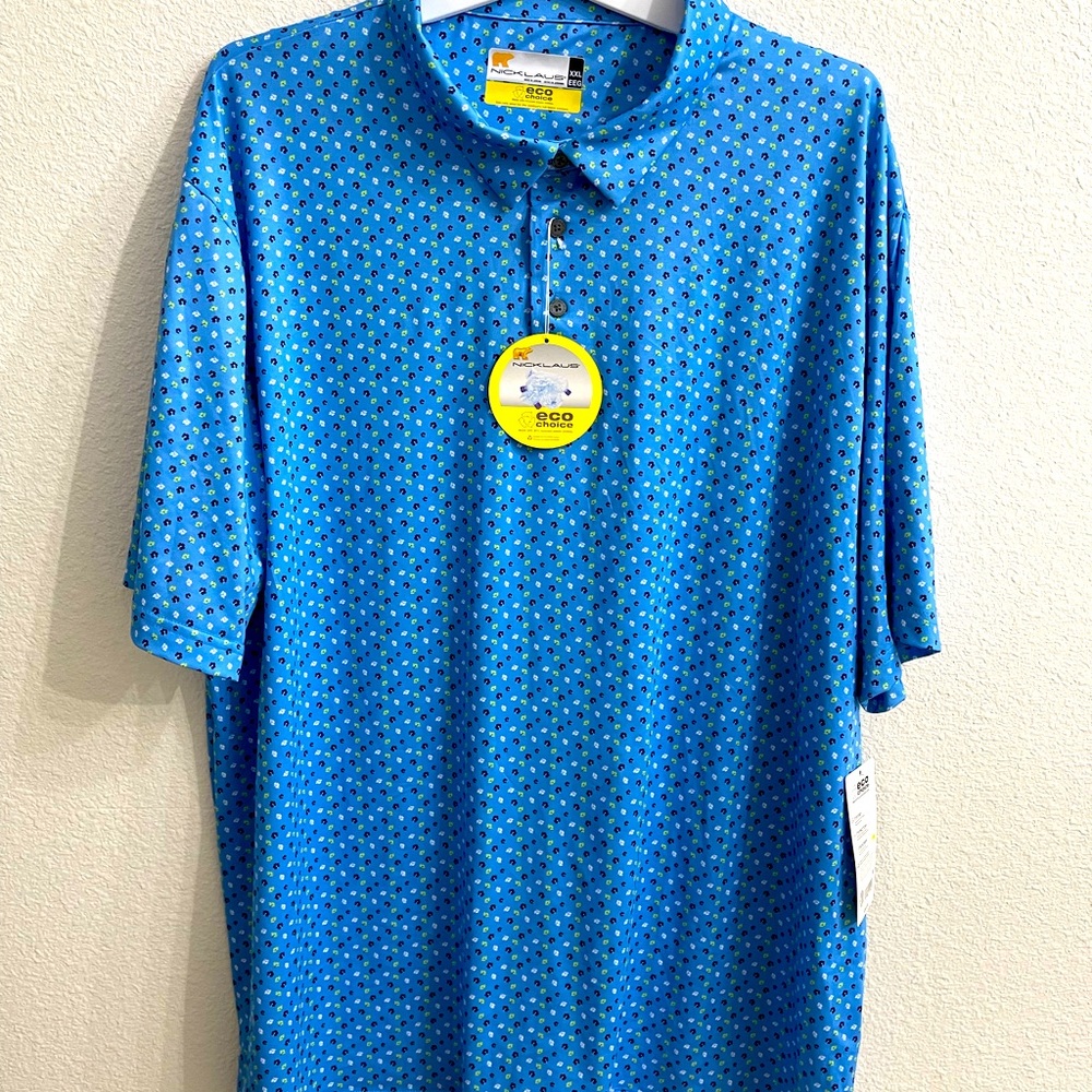 Man Polo Golf Shirt. Blue. Summer, spring XXL. NWT
